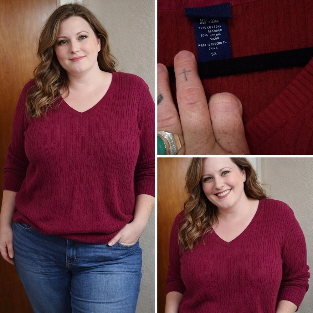 Chaps Women's Sweater in Deep Burgundy